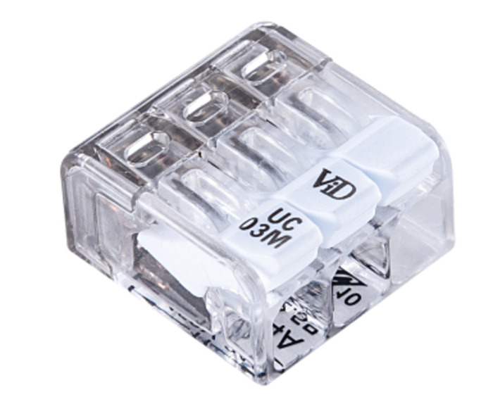 Fjedersamlemuffe med 3 poler 2,5mm² - 12 stk. 
